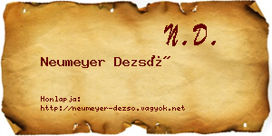 Neumeyer Dezső névjegykártya
